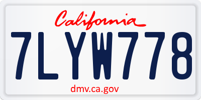 CA license plate 7LYW778