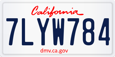 CA license plate 7LYW784