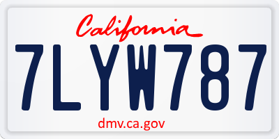 CA license plate 7LYW787