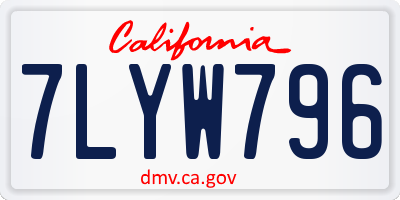 CA license plate 7LYW796