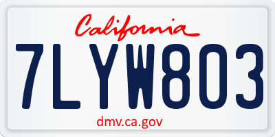 CA license plate 7LYW803