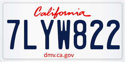 CA license plate 7LYW822