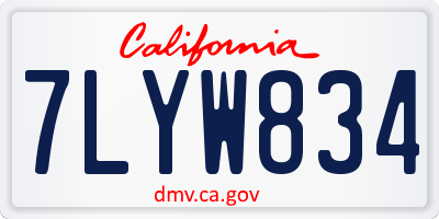 CA license plate 7LYW834