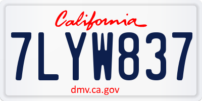CA license plate 7LYW837