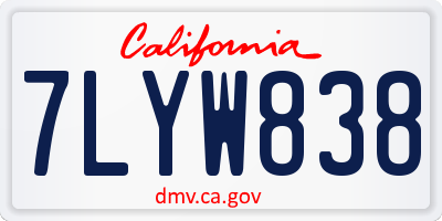 CA license plate 7LYW838