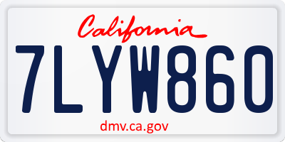 CA license plate 7LYW860