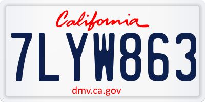 CA license plate 7LYW863
