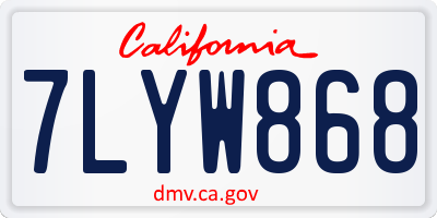 CA license plate 7LYW868