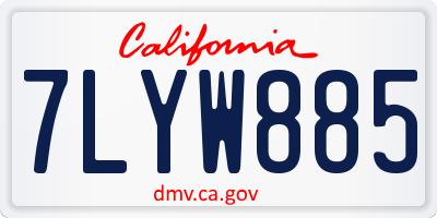 CA license plate 7LYW885