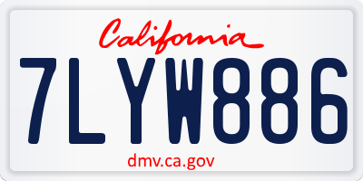 CA license plate 7LYW886