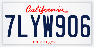 CA license plate 7LYW906