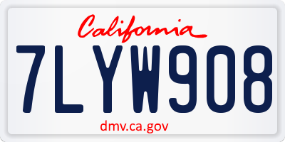 CA license plate 7LYW908