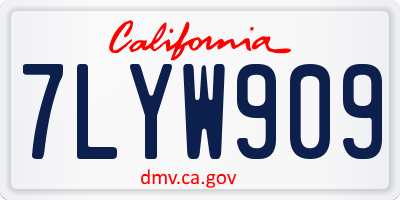 CA license plate 7LYW909
