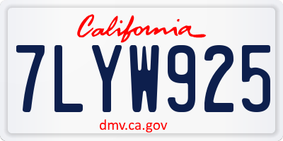 CA license plate 7LYW925