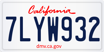 CA license plate 7LYW932