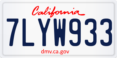 CA license plate 7LYW933