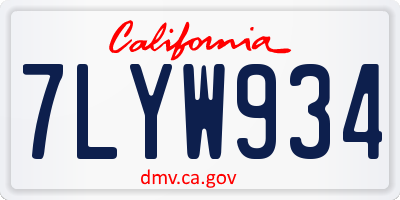 CA license plate 7LYW934