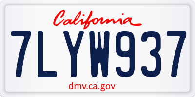 CA license plate 7LYW937