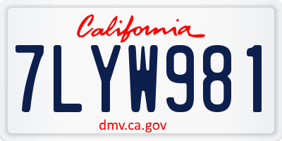 CA license plate 7LYW981