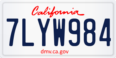 CA license plate 7LYW984