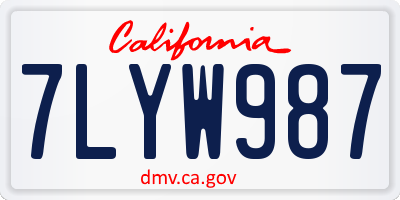 CA license plate 7LYW987