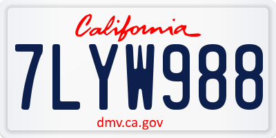 CA license plate 7LYW988