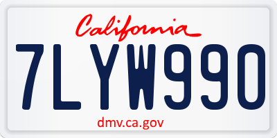 CA license plate 7LYW990
