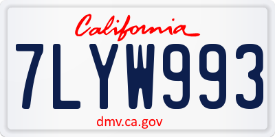 CA license plate 7LYW993