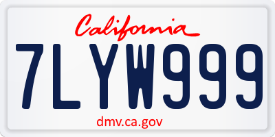 CA license plate 7LYW999