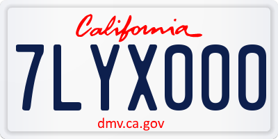 CA license plate 7LYX000