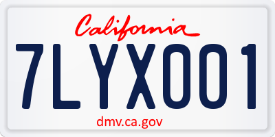 CA license plate 7LYX001