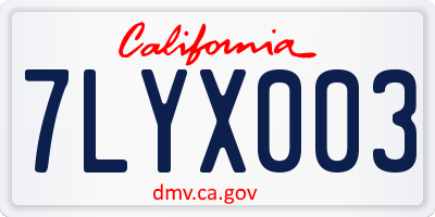 CA license plate 7LYX003