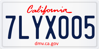 CA license plate 7LYX005
