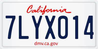 CA license plate 7LYX014