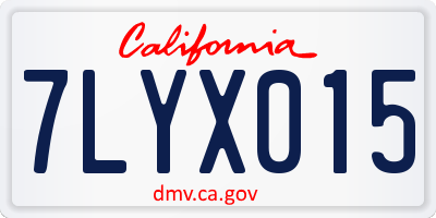 CA license plate 7LYX015