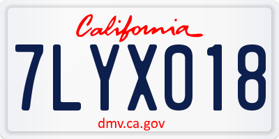 CA license plate 7LYX018