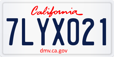 CA license plate 7LYX021