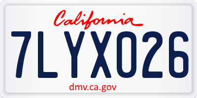 CA license plate 7LYX026