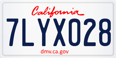 CA license plate 7LYX028