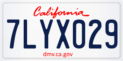 CA license plate 7LYX029