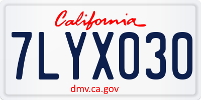 CA license plate 7LYX030
