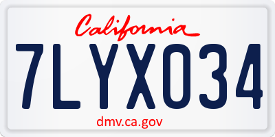 CA license plate 7LYX034