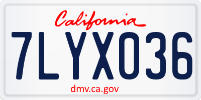 CA license plate 7LYX036