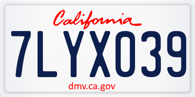 CA license plate 7LYX039
