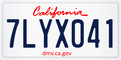 CA license plate 7LYX041