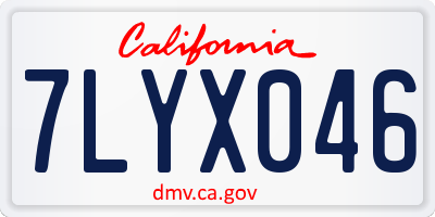 CA license plate 7LYX046