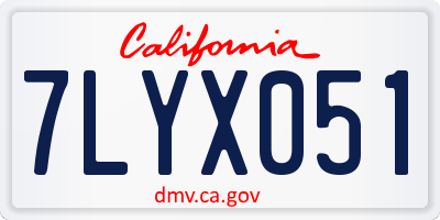 CA license plate 7LYX051