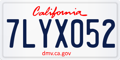CA license plate 7LYX052