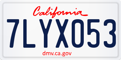 CA license plate 7LYX053