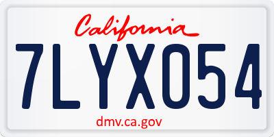 CA license plate 7LYX054